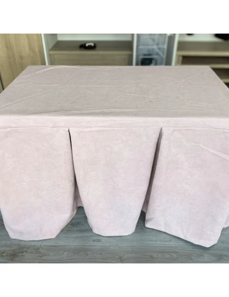 Ropa de Mesa de Camilla Antimanchas Aterciopelada Triple Grueso Rosa Multimedida
