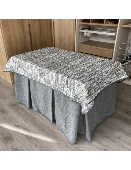 Ropa Chenilla 8 Pliegues Gris Costura Reforzada con Tapete Eco Gris Multimedida