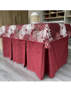 Ropa de mesa camilla tejida en chenilla 8 pliegues Granate Costura Reforzada con Tapete Eco Granate Multimedida 2