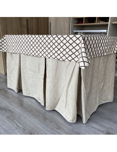 Ropa camilla chenilla 8 pliegues Beige Costura Reforzada con Tapete Libano Multimedida