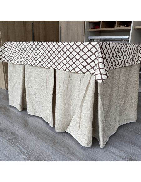 Ropa camilla chenilla 8 pliegues Beige Costura Reforzada con Tapete Libano Multimedida