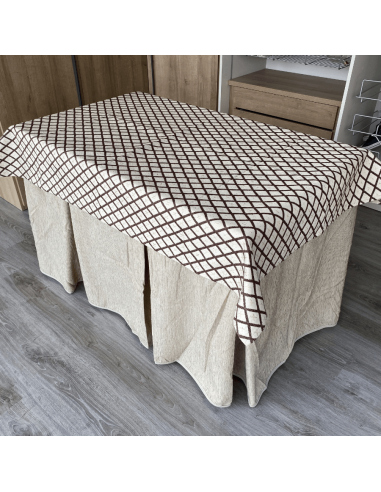 Ropa camilla chenilla 8 pliegues Beige Costura Reforzada con Tapete Libano Multimedida