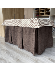 Ropa mesa camilla chenilla 8  Pliegues chocolate Costura Reforzada con Tapete Libano Choco Multimedida 2