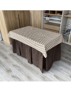 Ropa mesa camilla chenilla 8  Pliegues chocolate Costura Reforzada con Tapete Libano Choco Multimedida