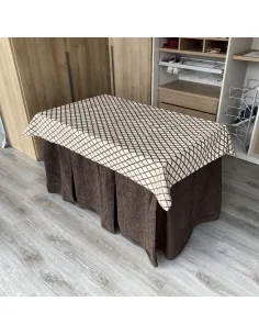 Ropa mesa camilla chenilla 8 Pliegues chocolate Costura Reforzada con Tapete Libano Choco Multimedida