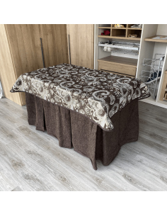 Ropa de Mesa Camilla Chenilla 8 Pliegues Chocolate Costura Reforzada con Tapete Eco Chocolate Multimedida