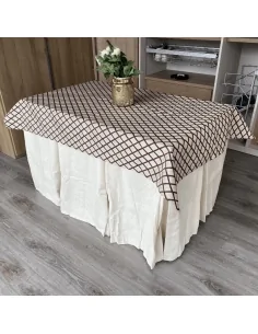 Ropa de Mesa Camilla Elegante 10 Pliegues Reforzada color Marfil con Tapete Libano Multimedida