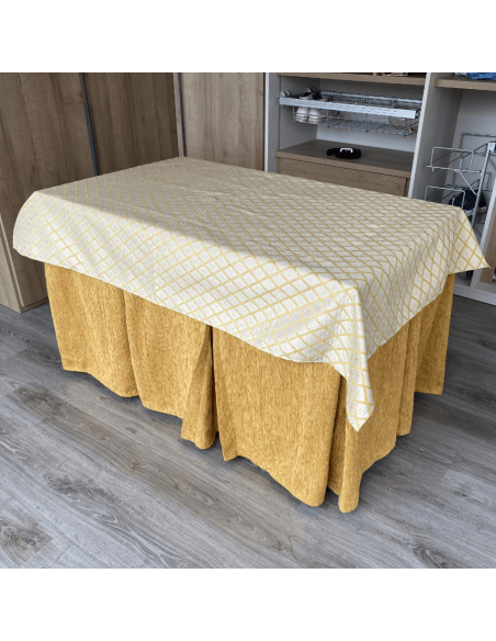 Ropa Elegante 10 Pliegues Reforzada color Mostaza con Tapete Libano