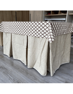 Ropa de Mesa Camilla Elegante 10 Pliegues Reforzada color Beige con Tapete Libano Multimedida 2