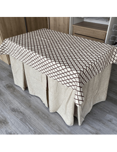 Ropa de Mesa Camilla Elegante 10 Pliegues Reforzada color Beige con Tapete Libano Multimedida