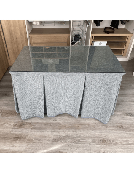 Conjunto Chenilla 8 Pliegues Gris Costura Reforzada