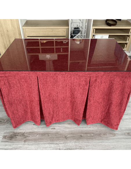 Conjunto Chenilla 8 Pliegues Granate Costura Reforzada