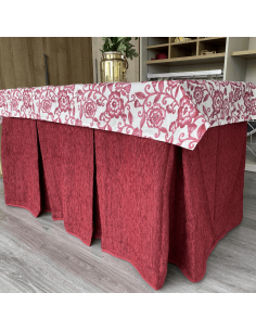 Ropa de Mesa de Camilla Elegante 10 Pliegues Reforzada color Granate con Tapete Eco Multimedida 2