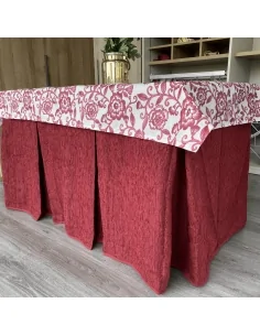 Ropa de Mesa de Camilla Elegante 10 Pliegues Reforzada color Granate con Tapete Eco Multimedida 2