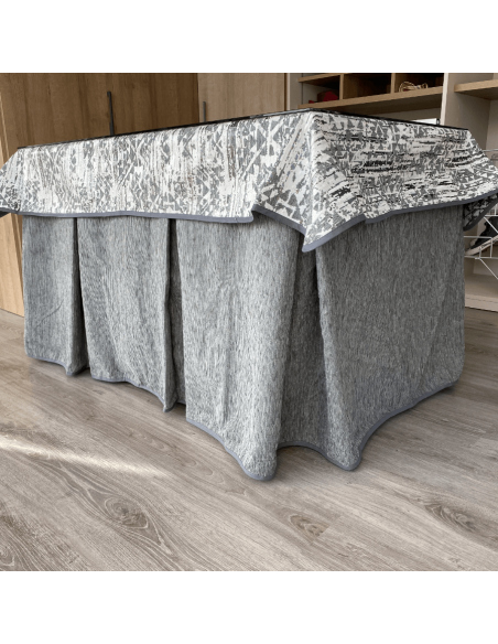 Conjunto Chenilla 8 Pliegues Gris Costura Reforzada con Tapete Eco Gris