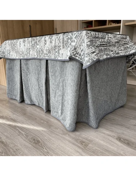 Conjunto Chenilla 8 Pliegues Gris Costura Reforzada con Tapete Eco Gris