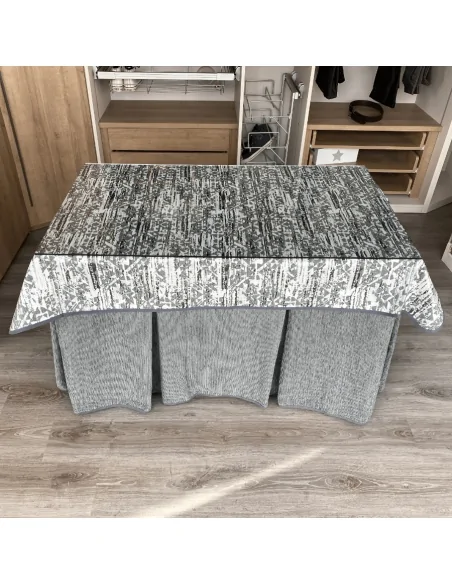 Conjunto Chenilla 8 Pliegues Gris Costura Reforzada con Tapete Eco Gris