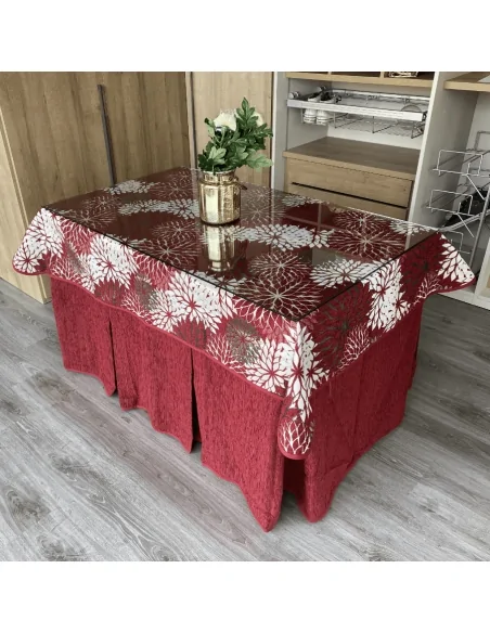 Conjunto Chenilla 8 Pliegues Granate Costura Reforzada con Tapete Eco Granate