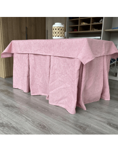 Ropa de Mesa Camilla Elegante 10 Pliegues Reforzada color Rosa con Tapete Miranda Multimedida 2