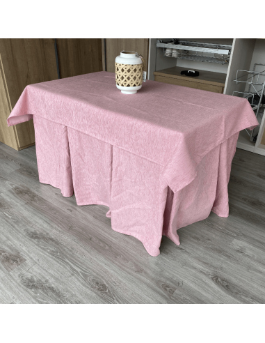 Ropa de Mesa Camilla Elegante 10 Pliegues Reforzada color Rosa con Tapete Miranda Multimedida