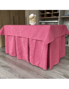 Ropa de Mesa Camilla Elegante 10 Pliegues Reforzada color Fucsia con Tapete Miranda Multimedida 2