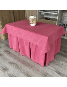 Ropa de Mesa Camilla Elegante 10 Pliegues Reforzada color Fucsia con Tapete Miranda Multimedida