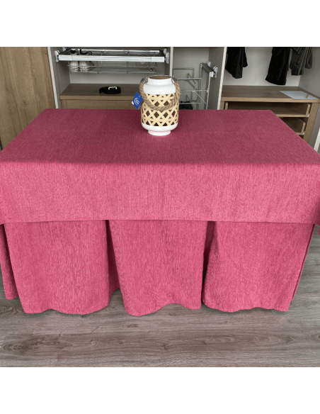 Ropa de Mesa Camilla Elegante 10 Pliegues Reforzada color Fucsia con Tapete Miranda Multimedida
