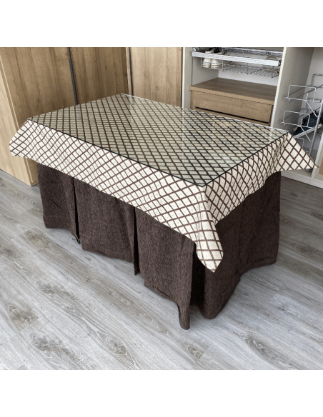 Conjunto Chenilla 8 Pliegues Chocolate Costura Reforzada con Tapete Líbano Choco