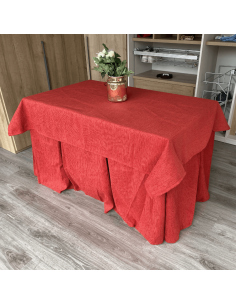 Ropa de Mesa Camilla Elegante 10 Pliegues Reforzada color Rojo con Tapete Miranda Mulmedida
