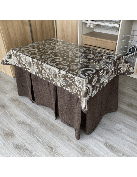 Conjunto Chenilla 8 Pliegues Chocolate Costura Reforzada con Tapete Eco Chocolate