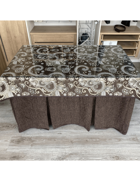 Conjunto Chenilla 8 Pliegues Chocolate Costura Reforzada con Tapete Eco Chocolate