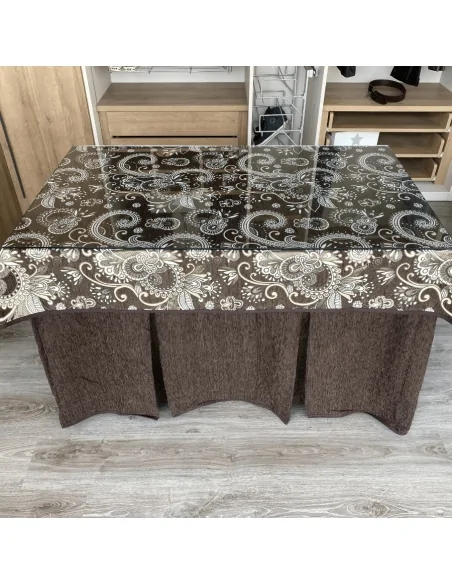 Conjunto Chenilla 8 Pliegues Chocolate Costura Reforzada con Tapete Eco Chocolate