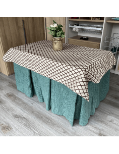 Ropa de Mesa Camilla Elegante 10 Pliegues Reforzada color Verde con Tapete Libano Multimedia