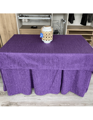 Ropa de Mesa Camilla Elegante 10 Pliegues Reforzada color Morado con Tapete Miranda Multimedida