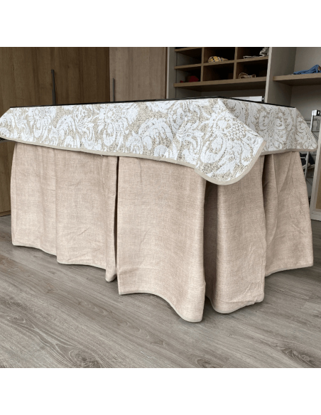 Conjunto Completo Antimanchas Aterciopelada Tapete Cosido Beige con Tapete Marfil