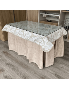 Conjunto Completo Antimanchas Aterciopelada Tapete Cosido Beige con Tapete Marfil