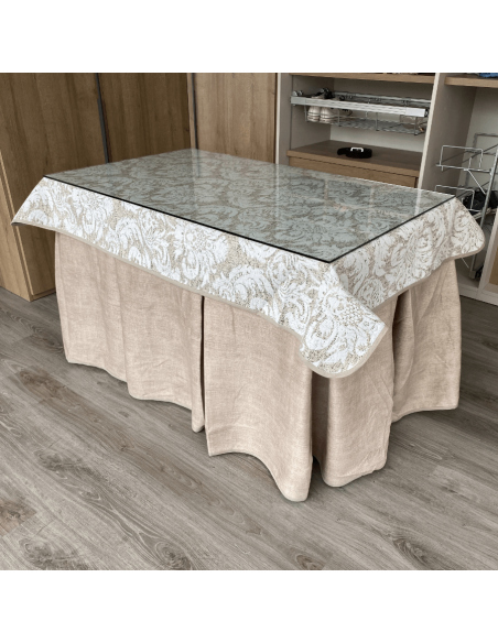 Conjunto Completo Antimanchas Aterciopelada Tapete Cosido Beige con Tapete Marfil