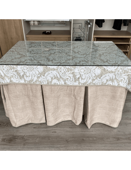 Conjunto Completo Antimanchas Aterciopelada Tapete Cosido Beige con Tapete Marfil