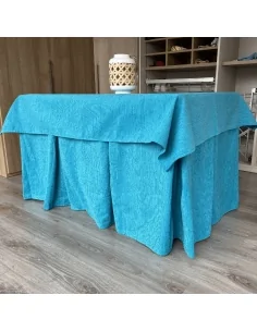 Ropa de Mesa Camilla Elegante 10 Pliegues Reforzada color Turquesa con Tapete Miranda Multimedida 2