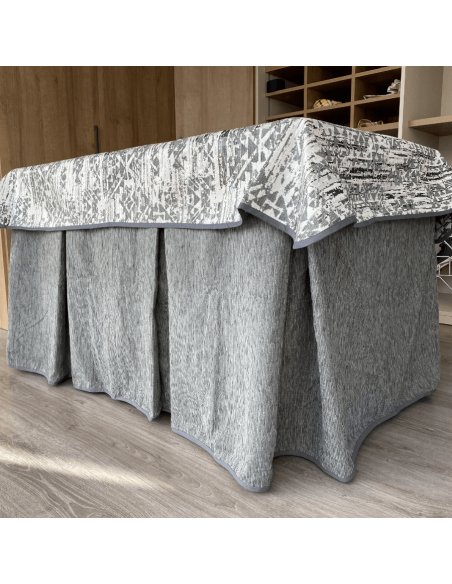 Ropa de Mesa de Camilla Elegante 10 Pliegues Reforzada color Gris con Tapete Eco Multimedida