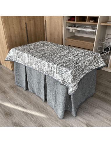 Ropa de Mesa de Camilla Elegante 10 Pliegues Reforzada color Gris con Tapete Eco Multimedida