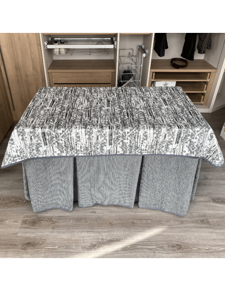 Ropa de Mesa de Camilla Elegante 10 Pliegues Reforzada color Gris con Tapete Eco Multimedida