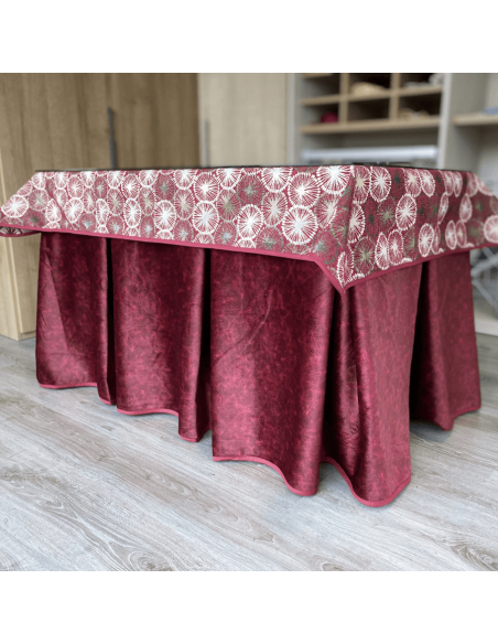 Conjunto Completo Antimanchas Aterciopelada Tapete Cosido Granate con Tapete Granate