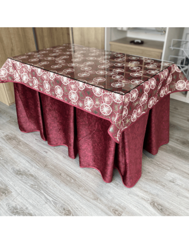 Conjunto Completo Antimanchas Aterciopelada Tapete Cosido Granate con Tapete Granate