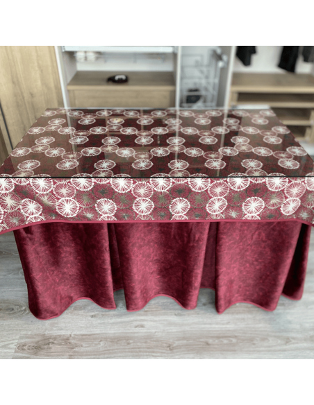 Conjunto Completo Antimanchas Aterciopelada Tapete Cosido Granate con Tapete Granate