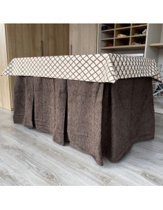 Ropa de mesa camilla Elegante 10 Pliegues Reforzada color Chocolate con Tapete Libano Multimedida 2