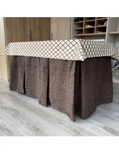 Ropa de mesa camilla Elegante 10 Pliegues Reforzada color Chocolate con Tapete Libano Multimedida 2