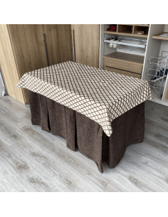 Ropa de mesa camilla Elegante 10 Pliegues Reforzada color Chocolate con Tapete Libano Multimedida