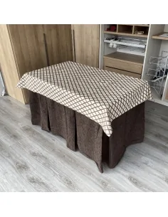 Ropa de mesa camilla Elegante 10 Pliegues Reforzada color Chocolate con Tapete Libano Multimedida