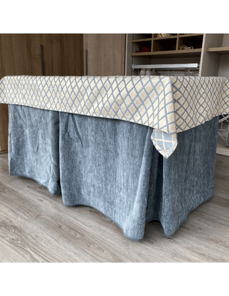 Ropa de Mesa Camilla Doble Grueso Gris con Tapete Libano Gris Multimedida